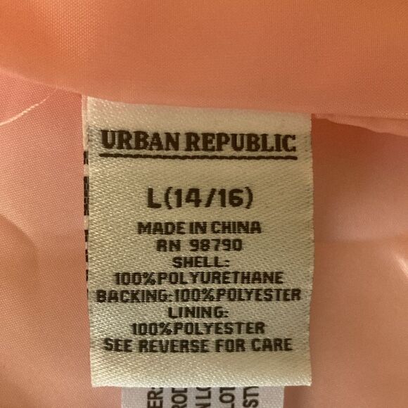 NWT Urban Republic Girls Matte Vinyl Raincoat with Hood. Pink with White Dots. - Picture 10 of 11